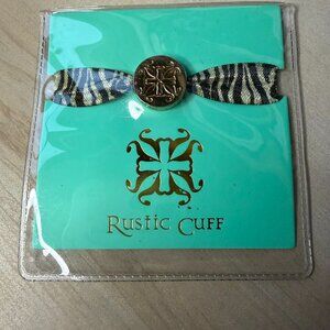 NWT Rustic Cuff Gray Black Zebra Print Mary Lou Hair Tie Ponytail Holder